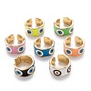 Brass Enamel Cuff Rings RJEW-I077-15G-1