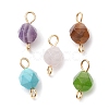 Faceted Natural Mixed Gemstone Star Cut Round Connector Charms PALLOY-JF02722-01-1