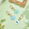 DICOSMETIC 3Pcs 3 Colors Flat Round with Evil Eye Alloy Enamel Pendant Decoration KEYC-DC0001-23-4