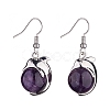 Natural Amethyst Dolphin Dangle Earrings with Crystal Rhinestone EJEW-A092-20P-16-2