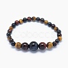 Natural Tiger Eye Graduated Beads Necklaces and Bracelets Jewelry Sets SJEW-L132-09-5