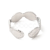 Non-Tarnish 304 Stainless Steel Oval Open Cuff Ring for Women RJEW-E063-30P-3