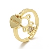 Girl & Heart with Word Love Charms Clear Cubic Zirconia Adjustable Ring RJEW-G261-25G-4