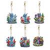 6Pcs Dinosaur DIY Diamond Painting Keychain Kit PW-WG87317-01-1