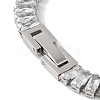 304 Stainlessa Steel Pave Clear Cubic Zirconia Rectangle Link Chain Bracelets for Women BJEW-Z066-01P-03-3