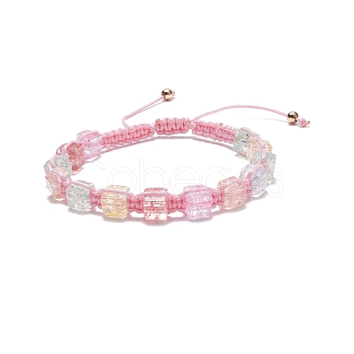 Candy Color Glass Cube Braided Bead Bracelet BJEW-JB08078-1