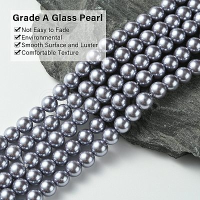 Eco-Friendly Dyed Glass Pearl Round Bead Strands X-HY-A002-8mm-RB028-1