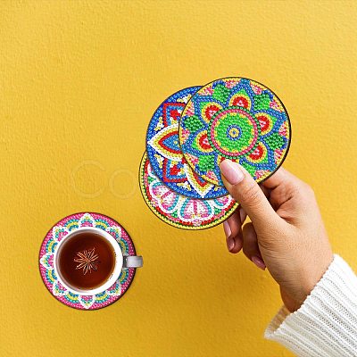 DIY Cup Mats Diamond Painting Kits DIAM-PW0004-118-1