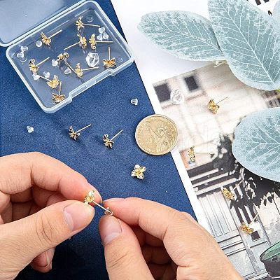 SUPERFINDINGS 20Pcs Brass Stud Earring Findings KK-FH0004-63-1