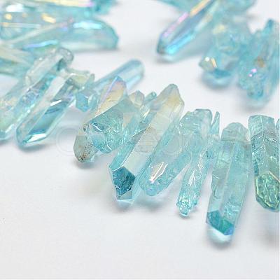 Electroplated Natural Quartz Crystal Beads Strands G-P267-1-1