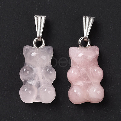 Natural Rose Quartz Pendants G-G854-01P-06-1