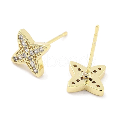 Brass Micro Pave Clear Cubic Zirconia Studs Earring for Women EJEW-S217-F02-1