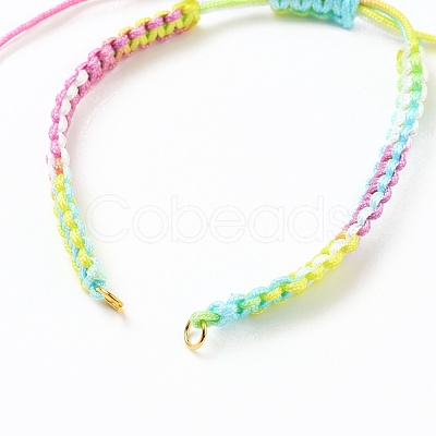 Adjustable Segment Dyed Polyester Thread Braided Beaded Bracelet Making AJEW-JB00790-03-1