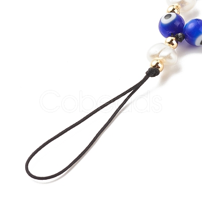 Handmade Evil Eye Lampwork Mobile Straps HJEW-JM00690-1