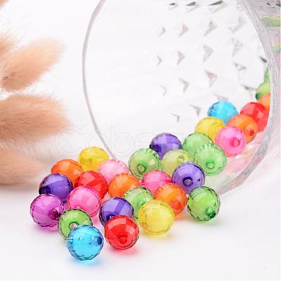 Mixed Color Transparent Acrylic  Faceted Round Beads X-TACR-S086-12mm-M-1