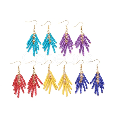 Baking Paint Glass Seed Beads Dangle Earrings EJEW-JE03786-1