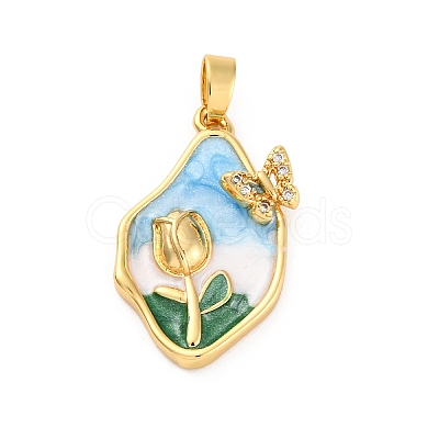 Brass Enamel Pendants KK-Z084-15G-03-1