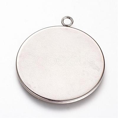 Tarnish Resistant 201 Stainless Steel Pendant Cabochon Settings STAS-T004-015-1