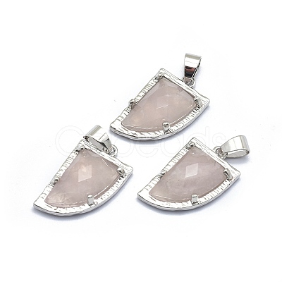 Natural Rose Quartz Pendants G-O176E-04P-1