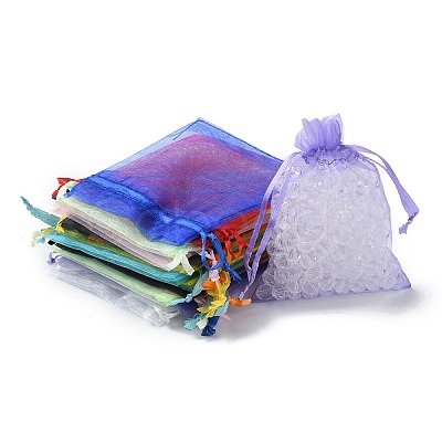 20Pcs 10 Colors Rectangle Organza Drawstring Bags CON-YW0001-31B-1