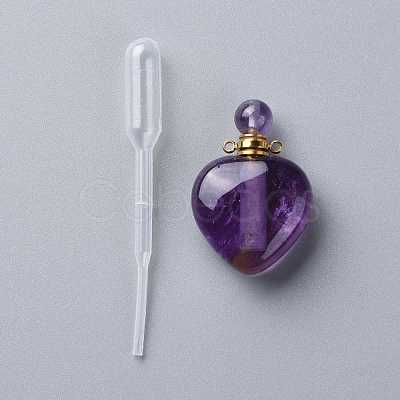 Natural Amethyst Openable Perfume Bottle Pendants G-K420-05-1