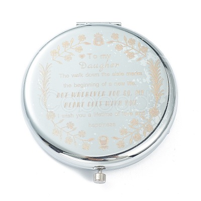 Tarnish Resistant (Defective Closeout Sale: Alphabet Misprint) Stainless Steel Base Portable Makeup Compact Mirrors STAS-XCP0001-36-1