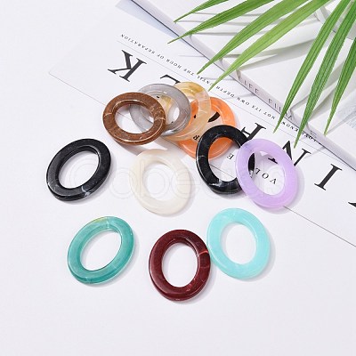 Oval Imitation Gemstone Acrylic Linking Rings X-OACR-R022-M-1