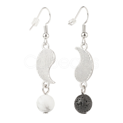 Alloy Enamel Yin Yang Matching Asymmetrical Earrings EJEW-JE04894-02-1