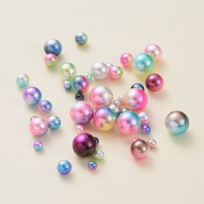 Rainbow Acrylic Imitation Pearl Beads OACR-YW0001-05-1