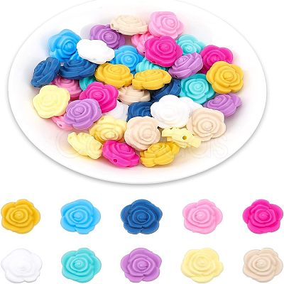 CHGCRAFT 40Pcs 10 Colors Food Grade Eco-Friendly Silicone Beads SIL-CA0001-46-1