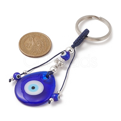 Handmade Lampwork Turkish Blue Evil Eye Pendant Keychain KEYC-JKC00497-1