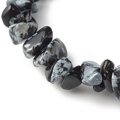 Natural Snowflake Obsidian Chip Bead Stretch Bracelets for Children BJEW-JB06388-06-1