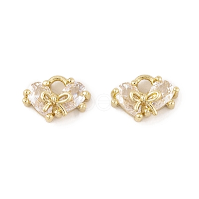 Brass Micro Pave Clear Cubic Zirconia Charms KK-L212-20G-1