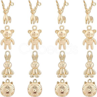 SUPERFINDINGS 16Ppcs 4 Style Rack Plating Brass Pendants KK-FH0003-92-1