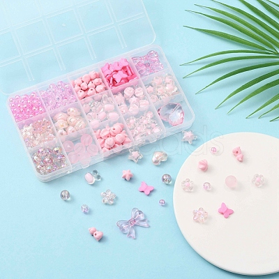 238Pcs 15 Style Transparent & Opaque Acrylic Beads DIY-YW0005-41-1