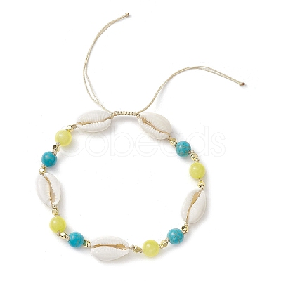 Cowrie Shell and Gemstone Beads Anklets AJEW-AN00594-1