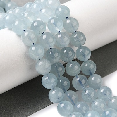 Round Natural Aquamarine Bead Strands G-F289-04-8mm-1