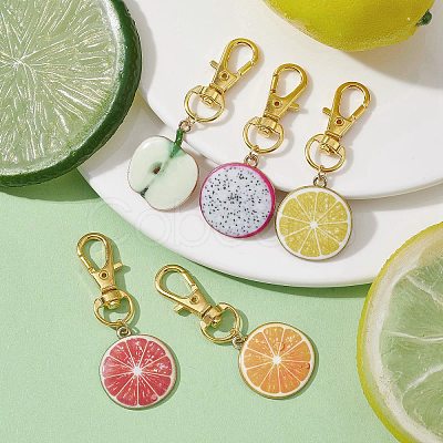 Fruits Alloy Enamel Pendant Decoration HJEW-JM01424-1