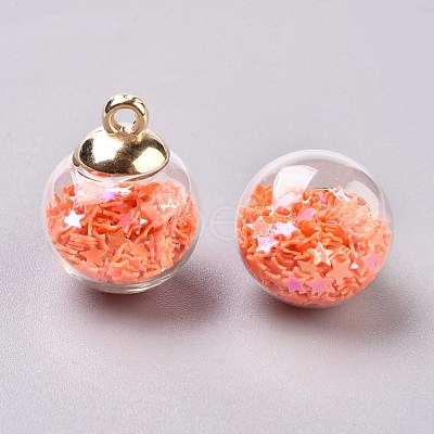 Glass Ball Pendants GLAA-WH0015-26O-1