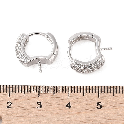 925 Sterling Silver with  Micro Pave Cubic Zirconia Hoop Earrings Findings STER-B004-16P-1