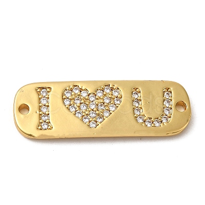 Rack Plating Brass Micro Pave Clear Cubic Zirconia Connector Charms KK-K377-25G-1