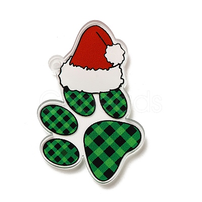 Christmas Theme Printed Opaque Acrylic Pendants OACR-Q056-03A-1