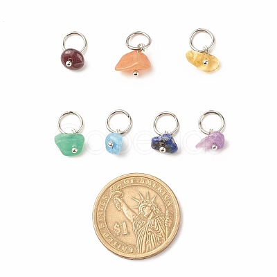 7Pcs 7 styles Natural Stone Charms PALLOY-JF01485-02-1