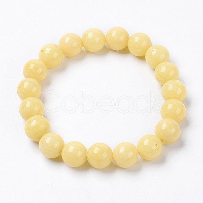 Natural Mashan Jade Beaded Stretch Bracelet BJEW-P207-01-8mm-1