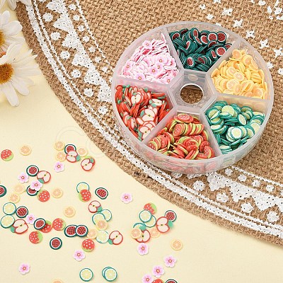 1800Pcs 6 Style Fruit Theme Handmade Polymer Clay Nail Art Decoration CLAY-YW0001-23-1