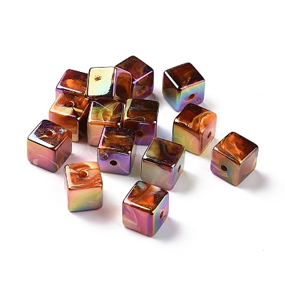 UV Plating Rainbow Iridescent Acrylic Beads PACR-H003-11-1