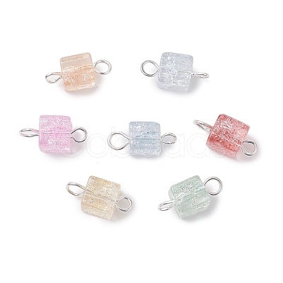 Crackle Glass Beaded Connector Charms PALLOY-JF02894-1