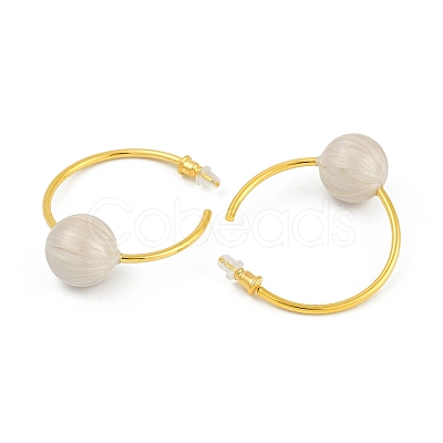 Round Brass Enamel Hoop Earrings for Women EJEW-Q391-35G-03-1