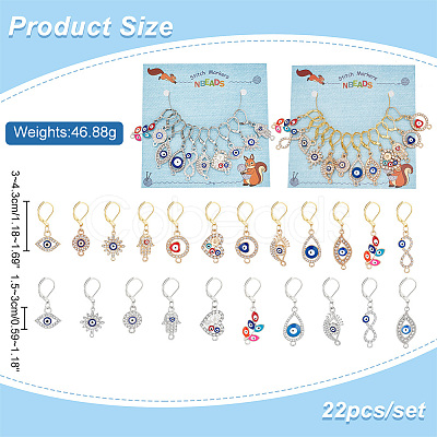 Evil Eye Theme Stitch Markers HJEW-AB00203-1