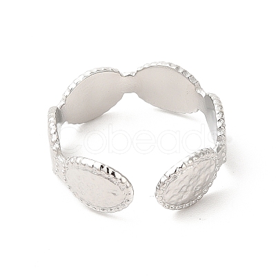 Non-Tarnish 304 Stainless Steel Oval Open Cuff Ring for Women RJEW-E063-30P-1